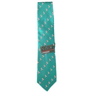NWT Hisdern Men's Green Tie with Golfing Santa. NEW